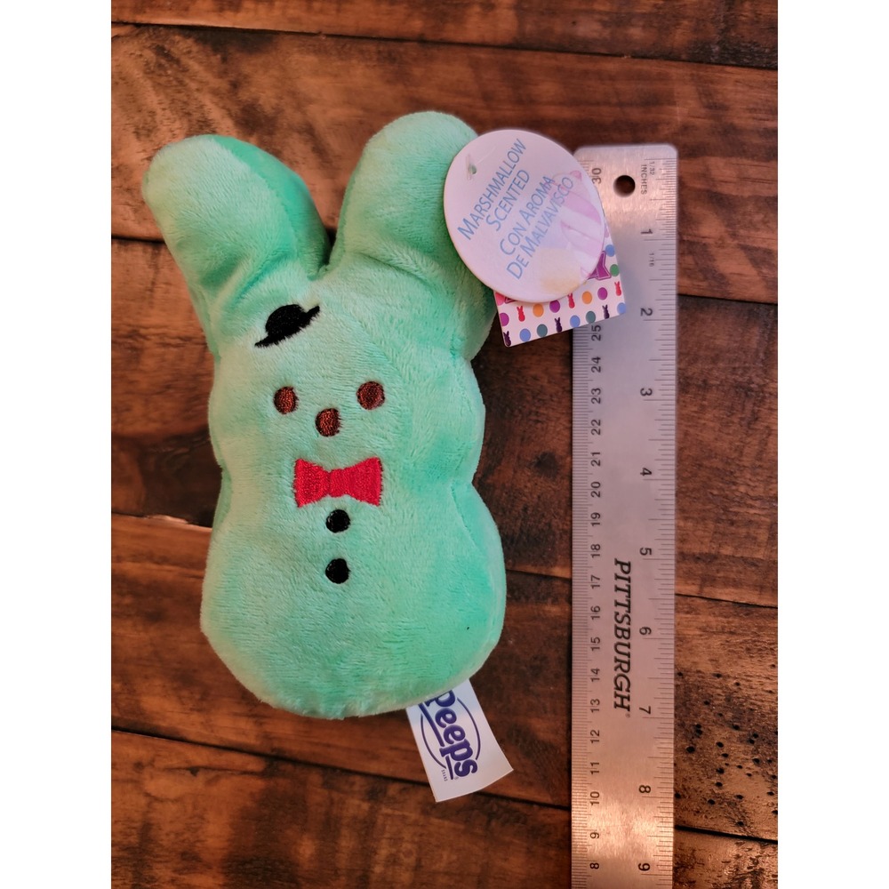 Peeps Mint Green Snowman Bunny Plush Marshmallow Scented 6 Inch‎ NWT Holiday Toy